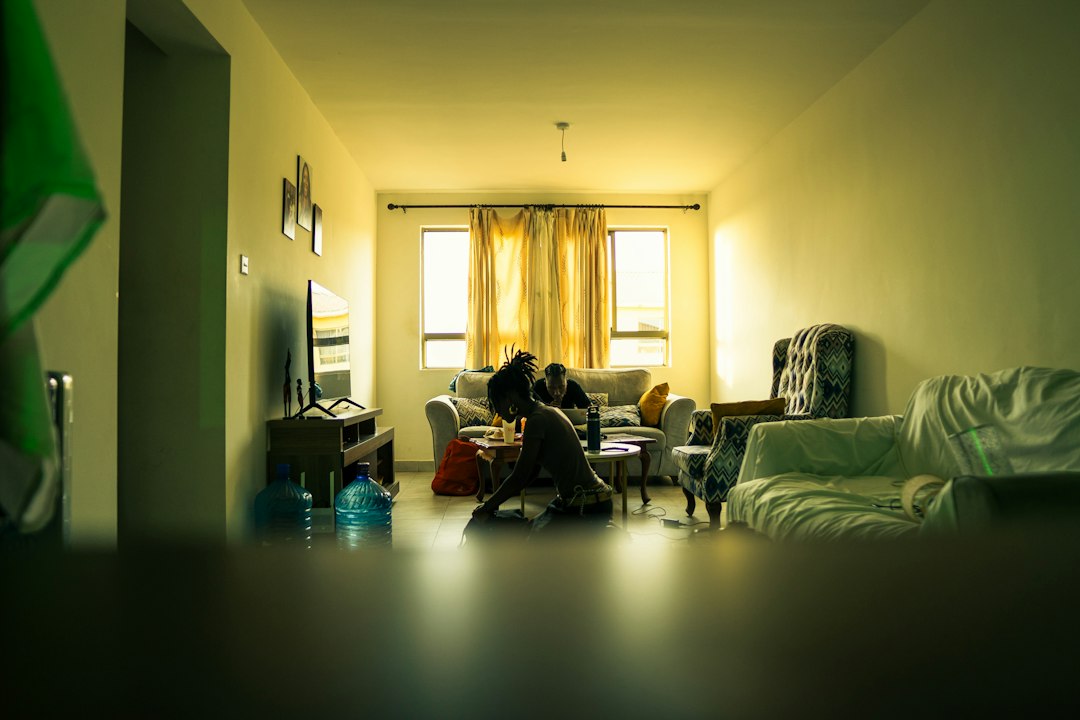 People spending a calm evening together in a warmly lit living room