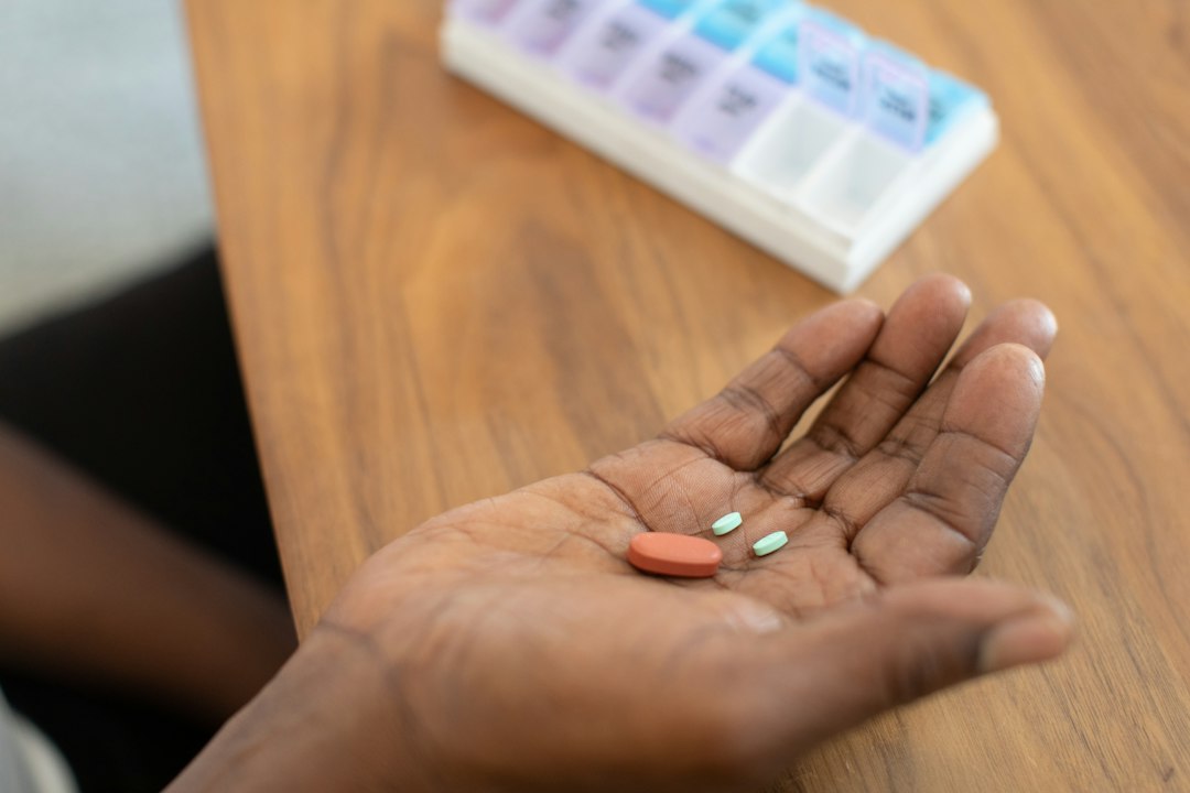 Medication and health items organized on a table