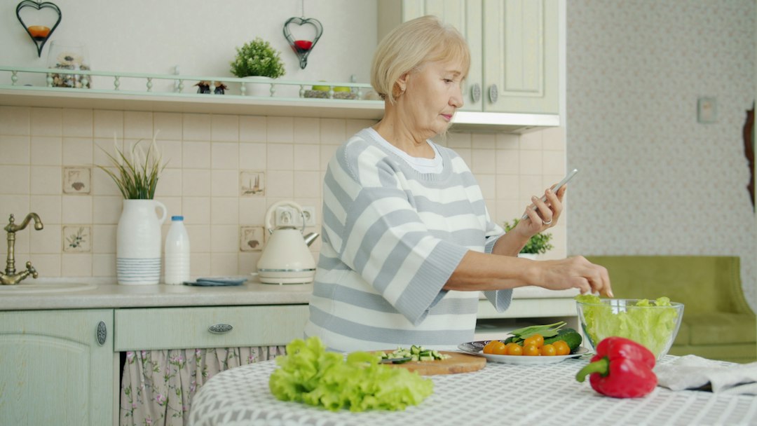Older adult preparing a healthy meal at home